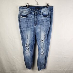 Judy Blue Distressed Raw Hem High Rise Skinny Jeans SIZE 18W